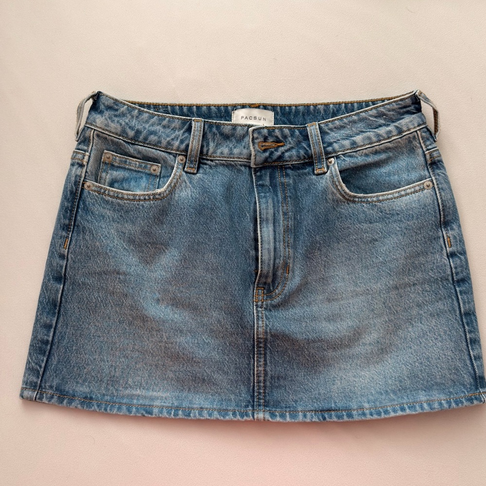 PacSun Light Wash Denim Mini Skirt - Blue